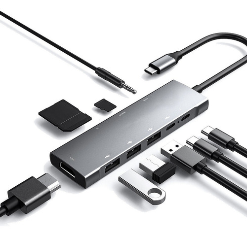 Usb C Hub 9 En 1 For iPad Pro Adaptador Tipo C Con 4k -comp