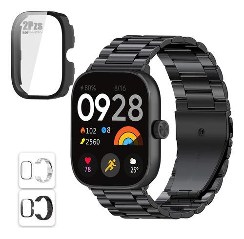 Correa Moda De Inoxidable Para Redmi Watch 4 +case Con Micas