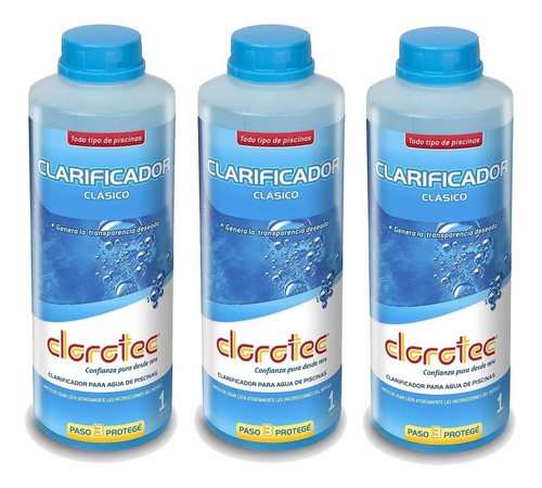 Combo De 3 Clarificadores Clásicos X 1 Lt Piscinas Clorotec