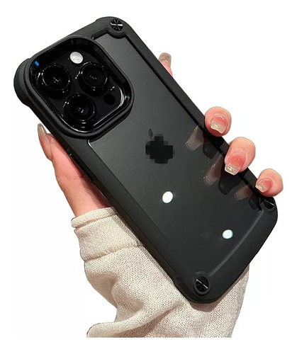 Capinha Anti Shock Para iPhone Com Tampa Do Botão Metálico