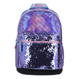 Mochila Happy Girl Lentejuela Reversible Violeta Primaria Chenson