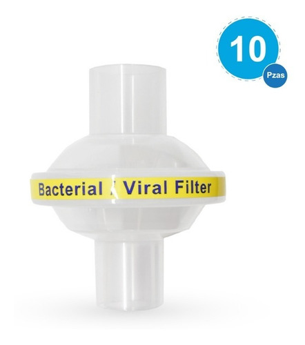 Filtro Antibacterial Viral Ventilador Mecánico - 10 Piezas