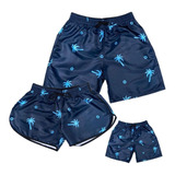 Kit Família Combinando 3 Shorts Iguais Pai Mãe E Filho Top