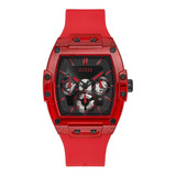 Reloj Guess Phoenix Gw0203g5 Red Silicon Caja Esqueleto 43mm