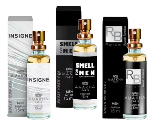 Kit 3 Perfume Masculino Amakha Insigne Smell For Men Rb