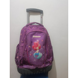 Mochila Con Carrito  Xtrem Escolar Nena Violeta 38 Litros.