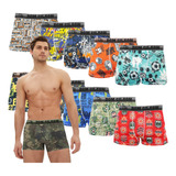 Kit 10 Cuecas Box Boxer Estampadas Masculino Atacado Revenda