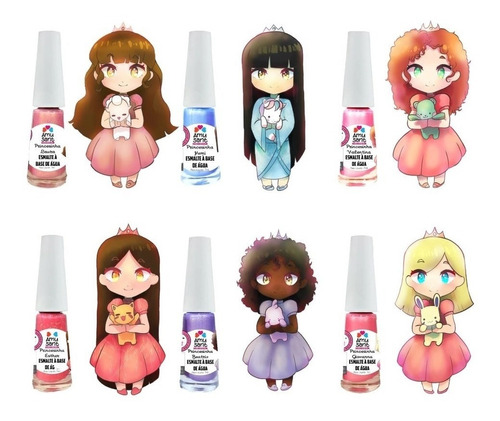 Kit C/6 Esmaltes Infantil A Base De Água Amusant Princesas