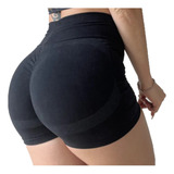 Short Push Up Tipo Seamless Deportivo Spandex Corto Negro