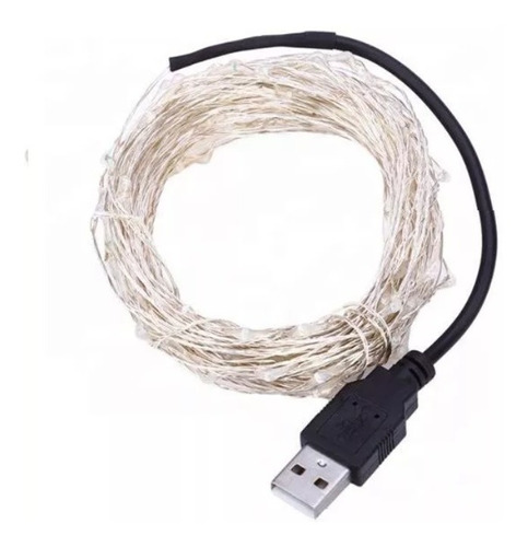  Tira Serie Luces Led Decorativa Alambre 10m 100 Led Usb