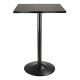 Winsome Obsidian High Table Square Negro Mdf Top Con Pierna 