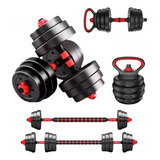 Set Mancuernas 10 Kg Convertible A Barra Kettlebell 3 En 1 