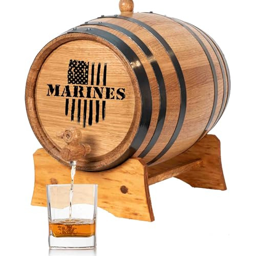 Barril De Roble Grabado Usmc 1l - Regalo Militar