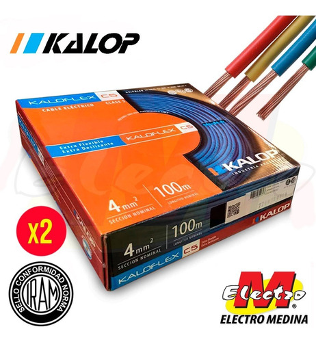 Cable Unipolar Kalop 4mm Cat 5 Iram  X 2 Electro Medina