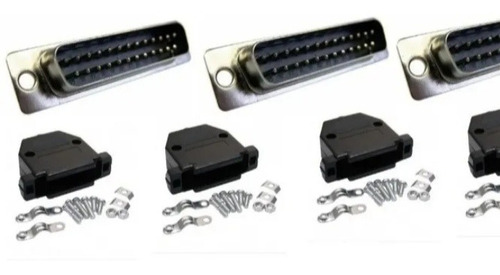 5x Kit Conector Db25 Macho Solda + Capa Kit Longo  