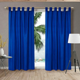 Juego De Cortinas Tela Tropical Mecanico Liso Con Presillas