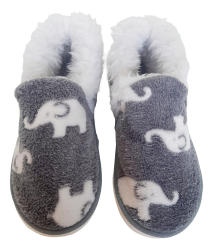 Pantuflas Cerradas Tipo Mocasin De Peluche Y Piel Felicitas