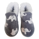 Pantuflas Cerradas Tipo Mocasin De Peluche Y Piel Felicitas