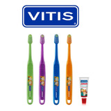 Cepillo Vitis Junior + Mini Pasta 15ml Pack X5 Unidades