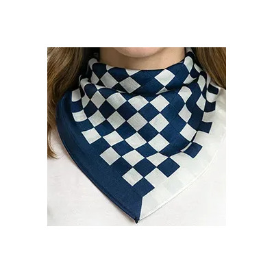 Mascada Paliacate Mujer Pashmina Elegante Pañoleta 70x70 Duo Color Azul-blanco Diseño De La Tela Cuadros Talla Unitalla | Meses sin interés