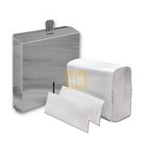 Dispenser Acero Inoxidable + Caja Toalla Blanca Soft Premium