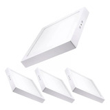 Pack 4 Foco Panel Plafon Sobrepuesto Cuadrado 12w Luz Calida