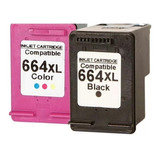 Kit Cartucho Hp 664xl Preto + 664xl Colorido Compativel 