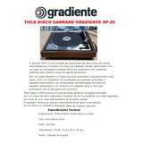 Catálogo / Folder: Toca Disco Gradiente Garrard Sp-25 #novo