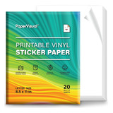 Papel De Vinilo Permanente Imprimible 20 Hojas Papervisual