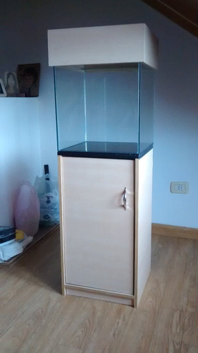 Acuario Completo Con Mueble Y Tapa Cubo 40 X 40 A Estrenar!!