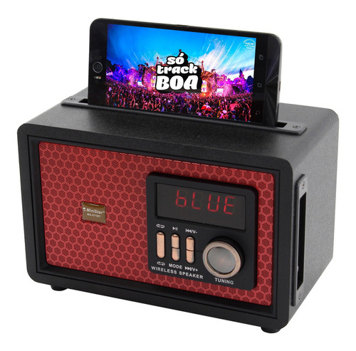 Caixa De Som Portátil Bluetooth Rádio Fm/am Usb Sd Ms071 Red