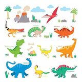 Vinilos Infantiles De Dinosaurios Coloridos Para Pared.