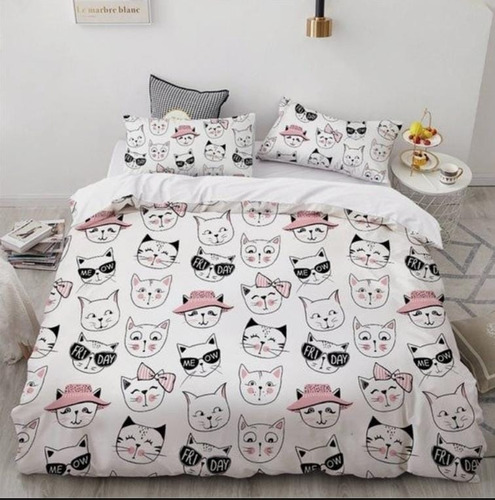 Plumón Edredón De Lujo Estampado 2 Faz, 5 Piezas Cama King