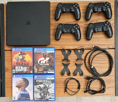 Playstation 4 Ps4 Slim 1tb Impecable + 4 Joysticks + Juegos 