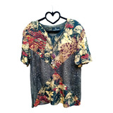 Polera Estampada Con Collar Incorporado, Talla Xl