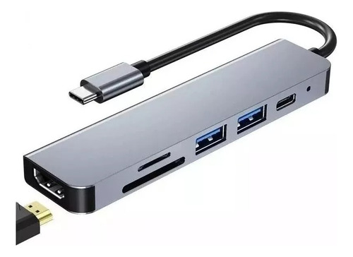 Adaptador Hub Usb Tipo C 3.0 Hdmi 6 Em 1 Macbook E Windows