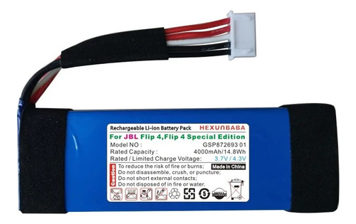 Bateria Compativel Com Flip 4 Flip4 Jbl - 4000mah