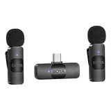 Kit 2 Microfonos Inalambricos 2.4ghz Usb Tipo C Boya By-v20
