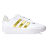 Tênis Court Platform Feminino adidas Cor Branco Desenho Do Tecido Liso Tamanho 38 Br