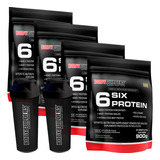 4x 6 Six Protein Refil 900g + Ganhe 2x Coqueteleiras Sabor Chocolate