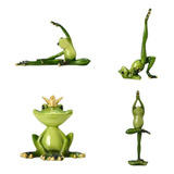 4x Animal Resina Yoga Figuras De Rana Artesanía Verde Hogar