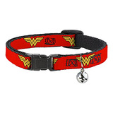 Collar Gato Desmontable Wonder Woman Rojo 8-12puLG 0.5