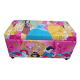 Cajon Puff Baul Madera Tela Estampada Princesas