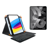 Estuche Teclado Smart Case Giratorio 360 Para iPad + Vidrio 