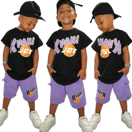 Conjunto 2 Peças Moda Infantil Kvani Joy Camiseta + Bermuda