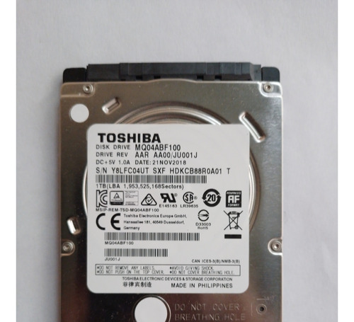 Disco Rigido Toshiba Notebook 1 Tb Sata3 5400rpm