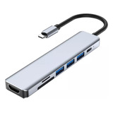 Hub Cabo Adaptador Multiportas Usb-c 7 Em 1 Hdmi 4k Usb 3.0