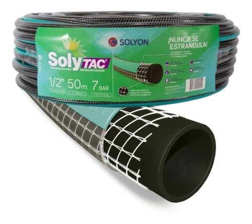 Manguera Riego 1/2 X 50 Mts Anticolapsable Solytac Color Verde-negro