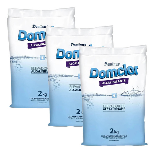 3 Alcalinizante Elevador Alcalinidade Piscina 2kg Domclor