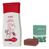 Kit Sabonete Intimo Morango Liquido E Em Barra Natural Sex